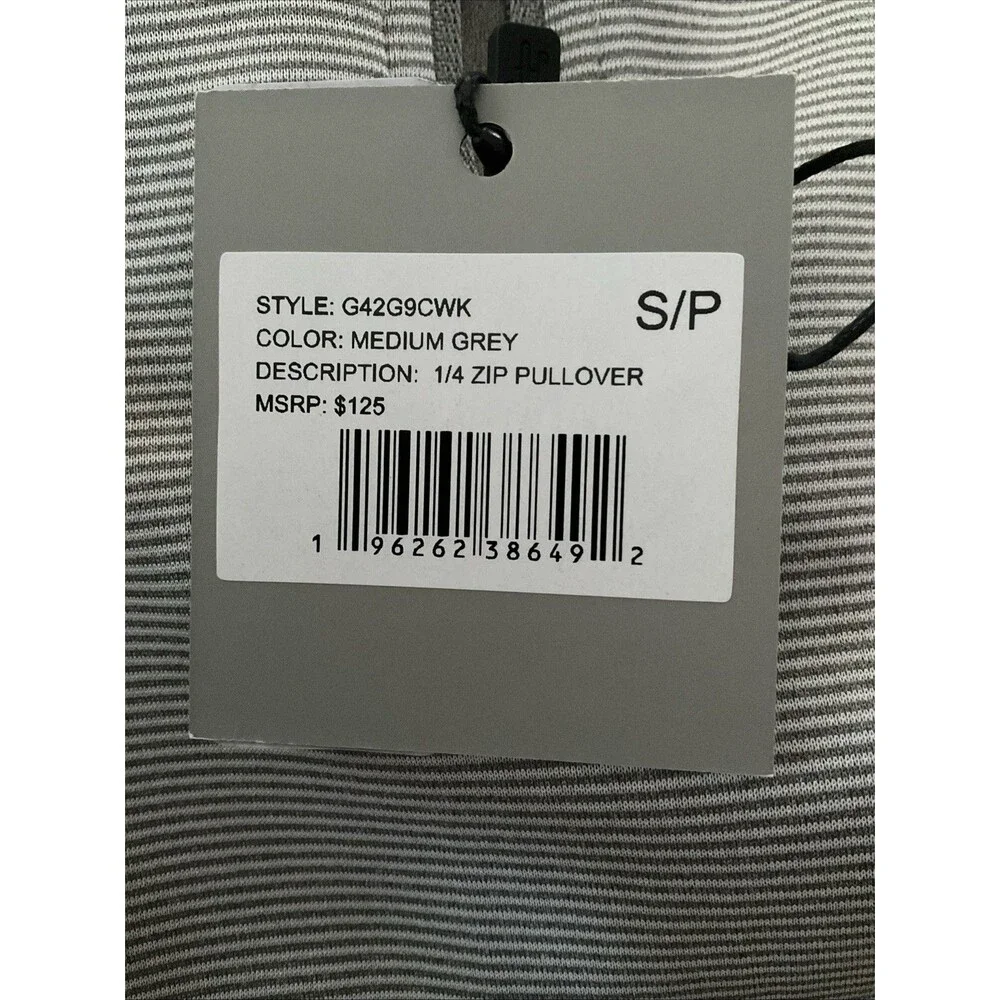 Hickey Freeman Performance Grey Small Micro-stripe 1/4 Zip Sweater NWT